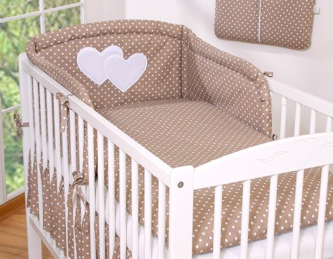 Bobono Ochraniacz do łóżeczka na szczebelki uniwersalny - Serduszka grochy na brązie
