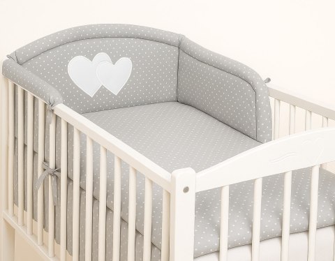 Bobono Ochraniacz do łóżeczka na szczebelki uniwersalny - Serduszka kropki na szarym