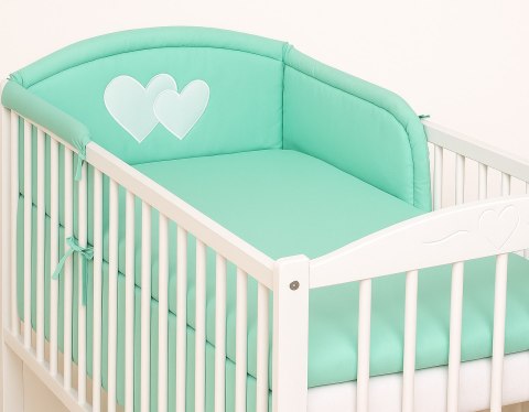 Bobono Ochraniacz do łóżeczka na szczebelki uniwersalny - Serduszka miętowe