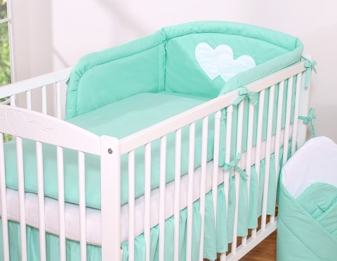 Bobono Ochraniacz do łóżeczka na szczebelki uniwersalny - Serduszka miętowe