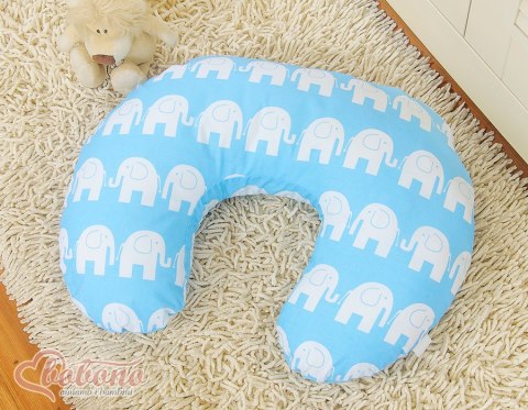 Bobono Poduszka rogal do karmienia fasolka + zdejmowana poszewka - Słonie niebieskie