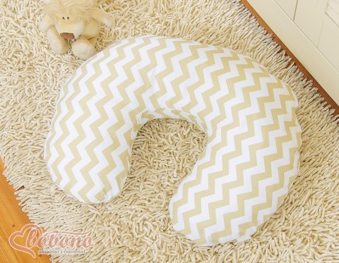 Bobono Poduszka rogal do karmienia fasolka + zdejmowana poszewka - chevron beżowy