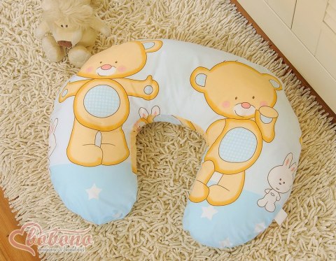 Bobono Poduszka rogal do karmienia fasolka + zdejmowana poszewka - miś przytulanka niebieski