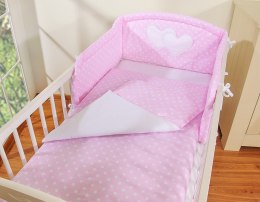 Bobono Pościel 2-cz 120x90 - Serduszka białe grochy na różowym