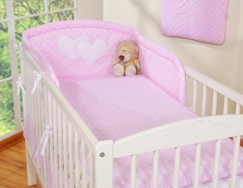 Bobono Pościel 2-cz 120x90 - Serduszka białe grochy na różowym