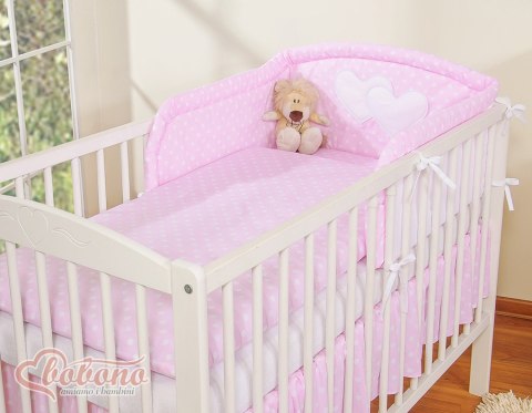 Bobono Pościel 2-cz 120x90 - Serduszka białe grochy na różowym