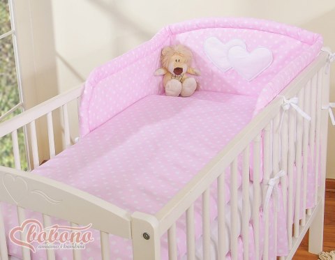 Bobono Pościel 2-cz 120x90 - Serduszka białe grochy na różowym