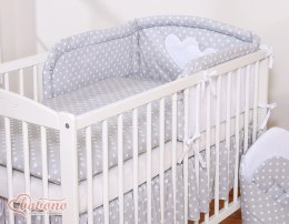 Bobono Pościel 2-cz 120x90 - Serduszka białe grochy na szarym