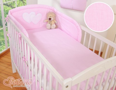 Bobono Pościel 2-cz 120x90 - Serduszka paseczki różowe