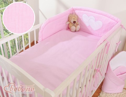 Bobono Pościel 2-cz 120x90 - Serduszka paseczki różowe