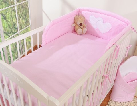 Bobono Pościel 2-cz 120x90 - Serduszka paseczki różowe