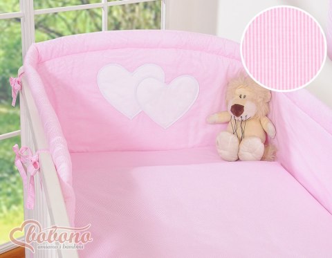 Bobono Pościel 2-cz 120x90 - Serduszka paseczki różowe