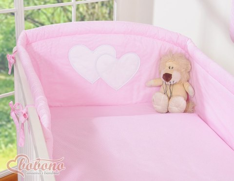 Bobono Pościel 2-cz 120x90 - Serduszka paseczki różowe