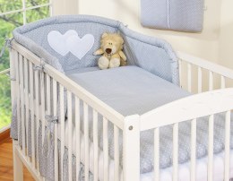 Bobono Pościel 2-cz 120x90 - Wiszące serduszka kropki na szarym