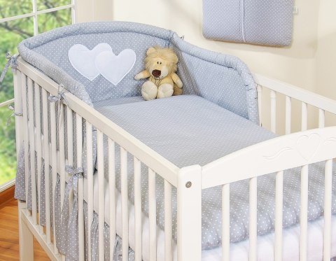 Bobono Pościel 2-cz 120x90 - Wiszące serduszka kropki na szarym