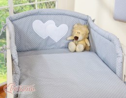 Bobono Pościel 2-cz 120x90 - Wiszące serduszka kropki na szarym