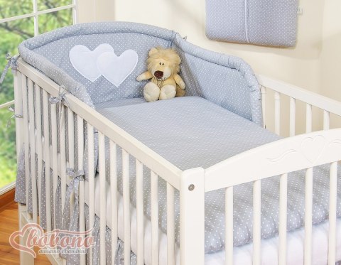 Bobono Pościel 2-cz 120x90 - Wiszące serduszka kropki na szarym