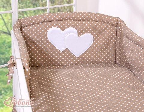 Bobono Pościel 3-cz 120x90 - Serduszka grochy na brązie