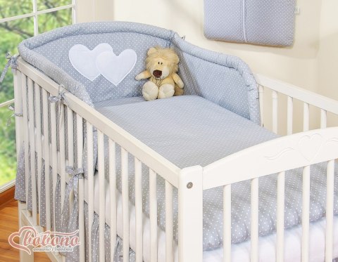 Bobono Pościel 3-cz 120x90 - Serduszka kropki na szarym