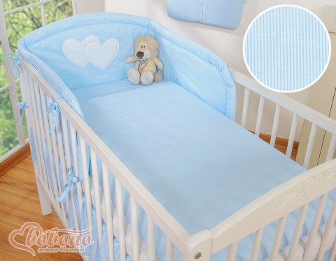 Bobono Pościel 3-cz 120x90 - Serduszka paseczki niebieskie
