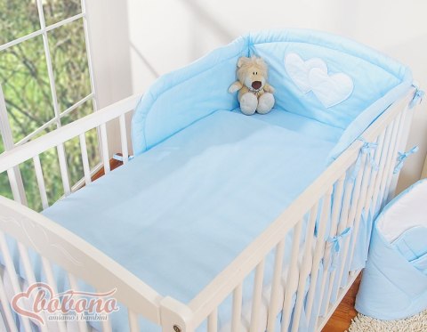 Bobono Pościel 3-cz 120x90 - Serduszka paseczki niebieskie