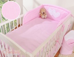 Bobono Pościel 3-cz 120x90 - Serduszka paseczki różowe