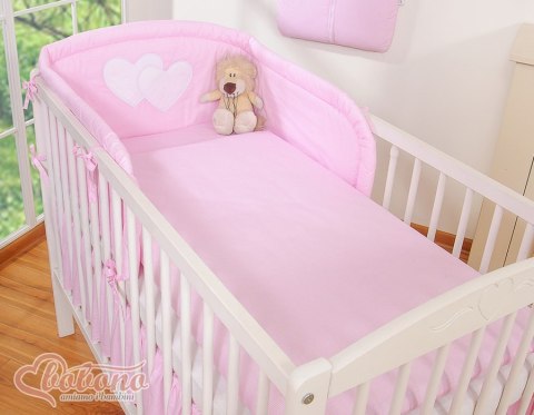 Bobono Pościel 3-cz 120x90 - Serduszka paseczki różowe