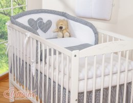 Bobono Pościel 3-cz 120x90 Serduszka - pepitka czarna