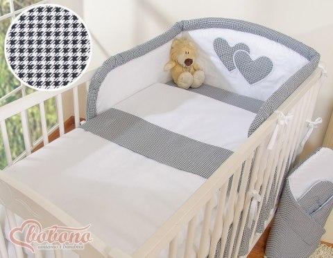 Bobono Pościel 3-cz 120x90 Serduszka - pepitka czarna