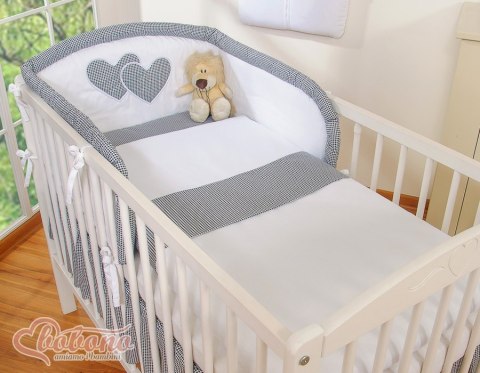 Bobono Pościel 3-cz 120x90 Serduszka - pepitka czarna