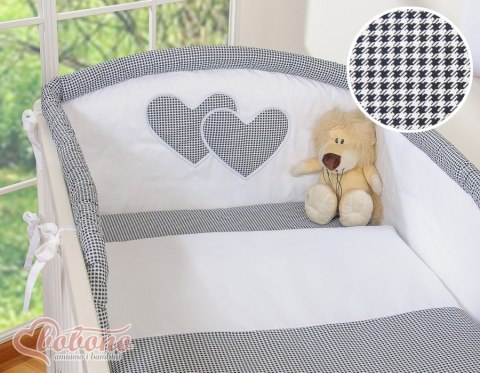 Bobono Pościel 3-cz 120x90 Serduszka - pepitka czarna