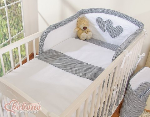 Bobono Pościel 3-cz 120x90 Serduszka - pepitka czarna