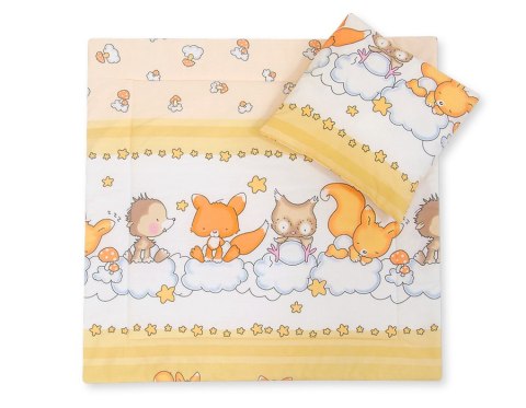 Bobono Pościel do wózka z wypełnieniem kołderka i poduszka - Leśne zwierzątka kremowe