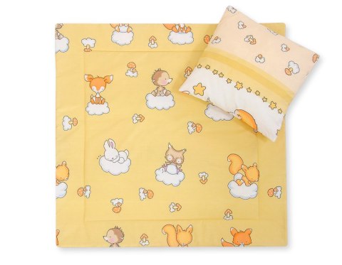 Bobono Pościel do wózka z wypełnieniem kołderka i poduszka - Leśne zwierzątka kremowe