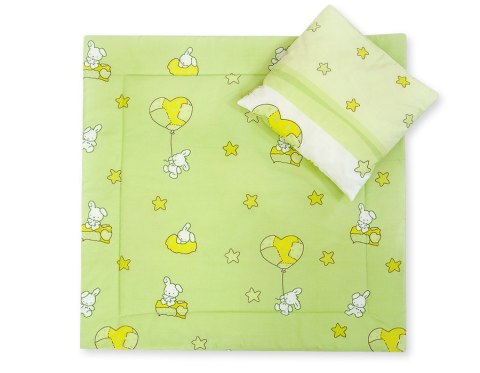 Bobono Pościel do wózka z wypełnieniem kołderka i poduszka - Leśne zwierzątka zielone