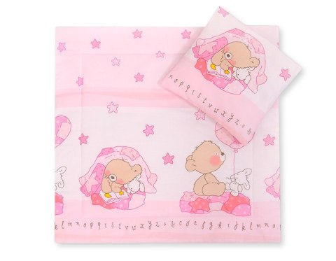 Bobono Pościel do wózka z wypełnieniem kołderka i poduszka - Miś z balonikiem różowy