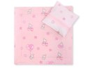 Bobono Pościel do wózka z wypełnieniem kołderka i poduszka - Miś z balonikiem różowy