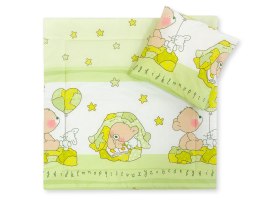 Bobono Pościel do wózka z wypełnieniem kołderka i poduszka - Miś z balonikiem zielony
