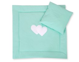 Bobono Pościel do wózka z wypełnieniem kołderka i poduszka - Serduszka miętowe