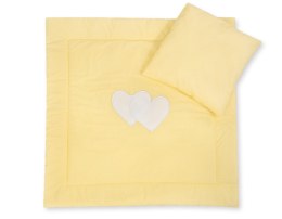 Bobono Pościel do wózka z wypełnieniem kołderka i poduszka - Serduszka paseczki żółte