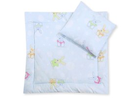 Bobono Pościel do wózka z wypełnieniem kołderka i poduszka - Wesołe zające błękitne