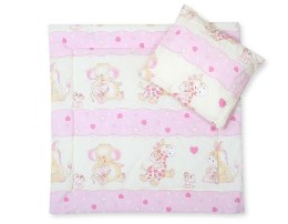 Bobono Pościel do wózka z wypełnieniem kołderka i poduszka - Żyrafki różowe