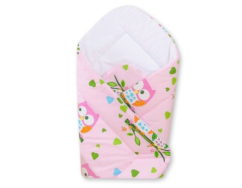 Bobono Rożek dla niemowląt miękki- Basic sowy na różowym tle