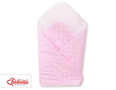 Bobono Rożek usztywniany- Wiszące serduszka białe grochy na różu