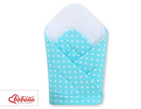 Bobono Rożek usztywniany- Wiszące serduszka białe grochy na turkusie