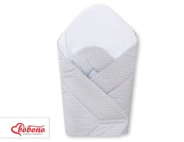 Bobono Rożek usztywniany- Wiszące serduszka kropki na szarym