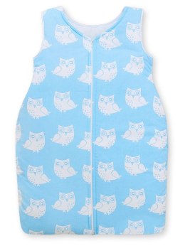 Bobono Śpiworek dla dzieci bawełniany M 6-12 mcy TOG 2.5 całoroczny ocieplany sowy niebieskie