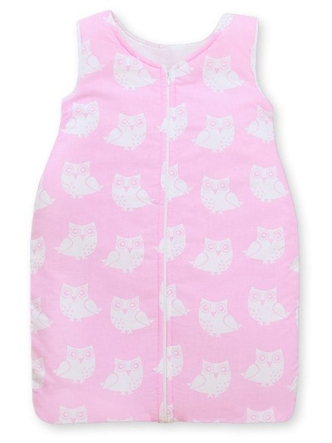 Bobono Śpiworek dla dzieci bawełniany M 6-12 mcy TOG 2.5 całoroczny ocieplany sowy różowe