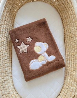 My Sweet Baby Kocyk polarowy dla niemowląt - Carlo- Miś z gwiazdkami brązowy