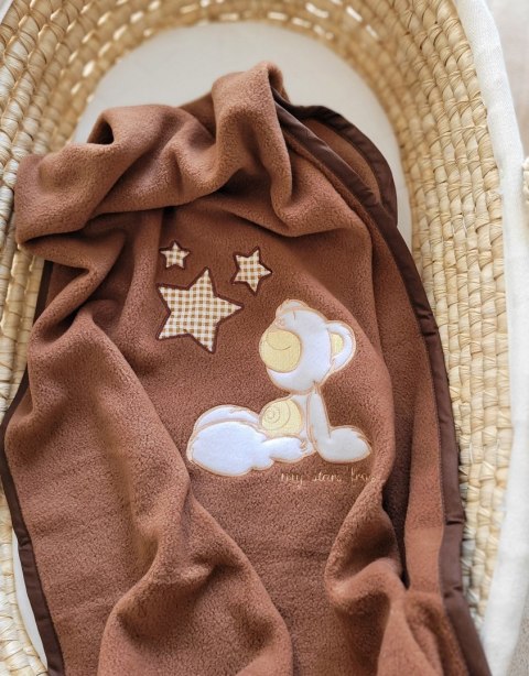 My Sweet Baby Kocyk polarowy dla niemowląt - Carlo- Miś z gwiazdkami brązowy